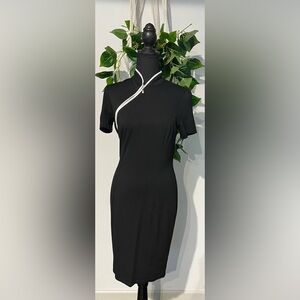 Black with white detailing- body con dress - NWT